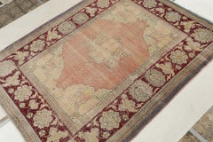 Antique Hereke Rug with Gold Floral Medallion and Red Border, by Rug & Kilim