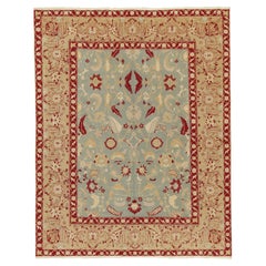 Rug & Kilim’s Classic Agra style rug in Blue with Red and Gold Floral Patterns