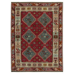 Antique Persian Kilim rug in Burgundy & Blue Geometric pattern by Rug & Kilim