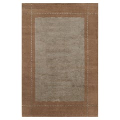 Rug & Kilim's Hand Knotted Austrian Art Deco Style Rug in Brown and Blue