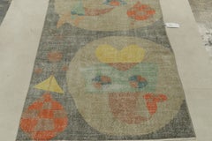 1960s Vintage Zeki Muren Distressed Rug in Gray Art Deco Pattern by Rug & Kilim