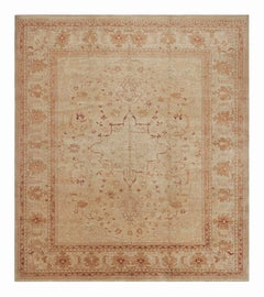 Classic Oushak Style Rug in Gold & Maroon Floral Pattern by Rug & Kilim