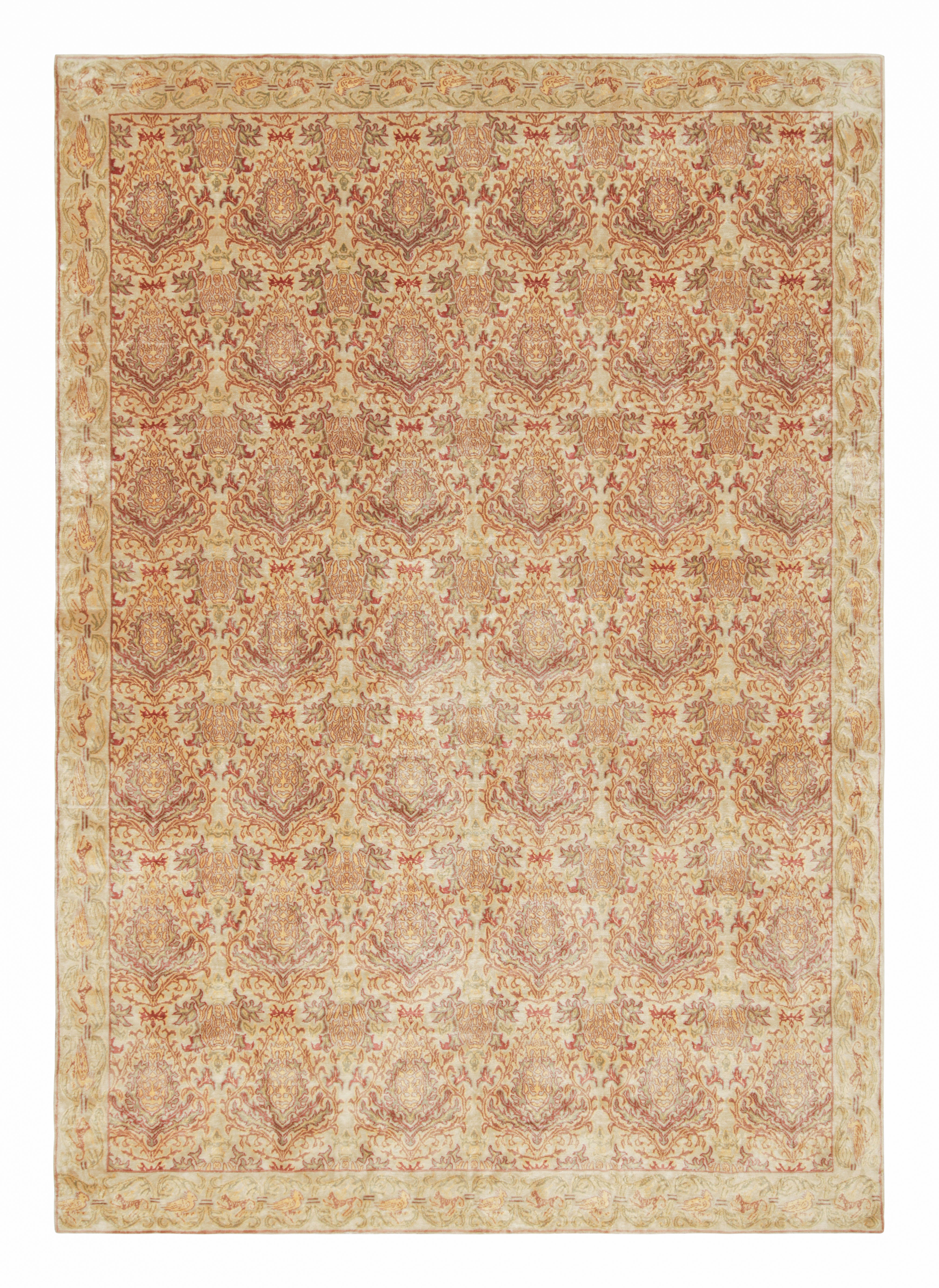Tapis et tapis de style européen espagnol de Kilim à motifs floraux dorés, verts et marron en vente