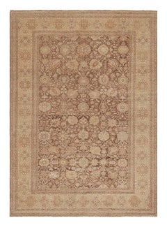 Alfombra de estilo antiguo Rug & Kilim's Sultanabad Rugs en marrón, estampado floral dorado