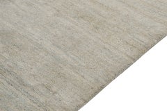 Handgeknüpfter zeitgenössischer Teppich und Kelim-Teppich in gestreiftem Grau und Blau