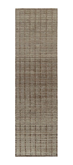 Tapis et tapis de couloir de style marocain Kilim à stries hautes marron et grises