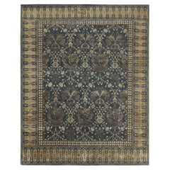 Rug & Kilim’s European style Pictorial rug in Blue with Gold Dragon Patterns