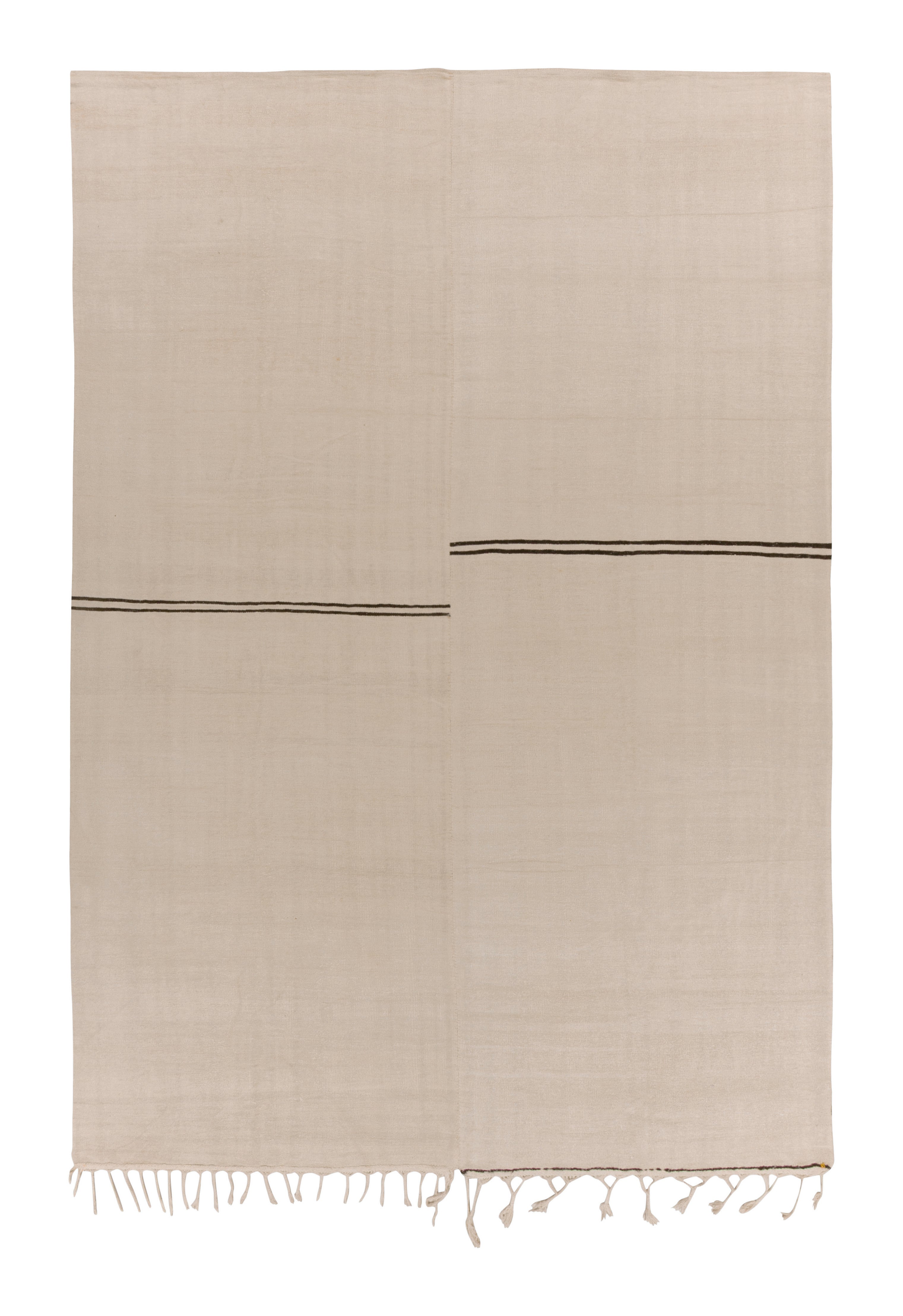 Tapis & Kilim turc Kilim vintage rare à rayures blanc cassé et beige en vente