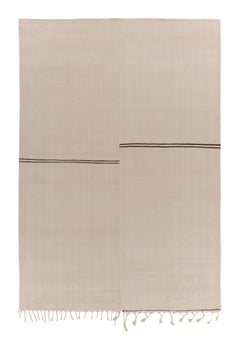Tapis & Kilim turc Kilim vintage rare à rayures blanc cassé et beige