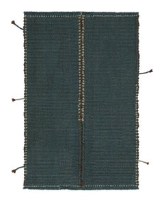 Tapis & Kilims Kilim contemporain personnalisé en bleu à rayures brunes