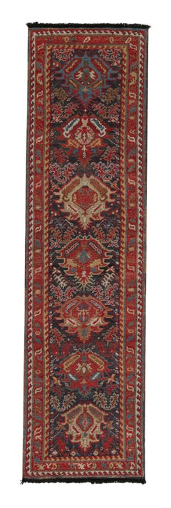 Rug & Kilim’s Tribal style runner in Red, Brown and Blue Patterns