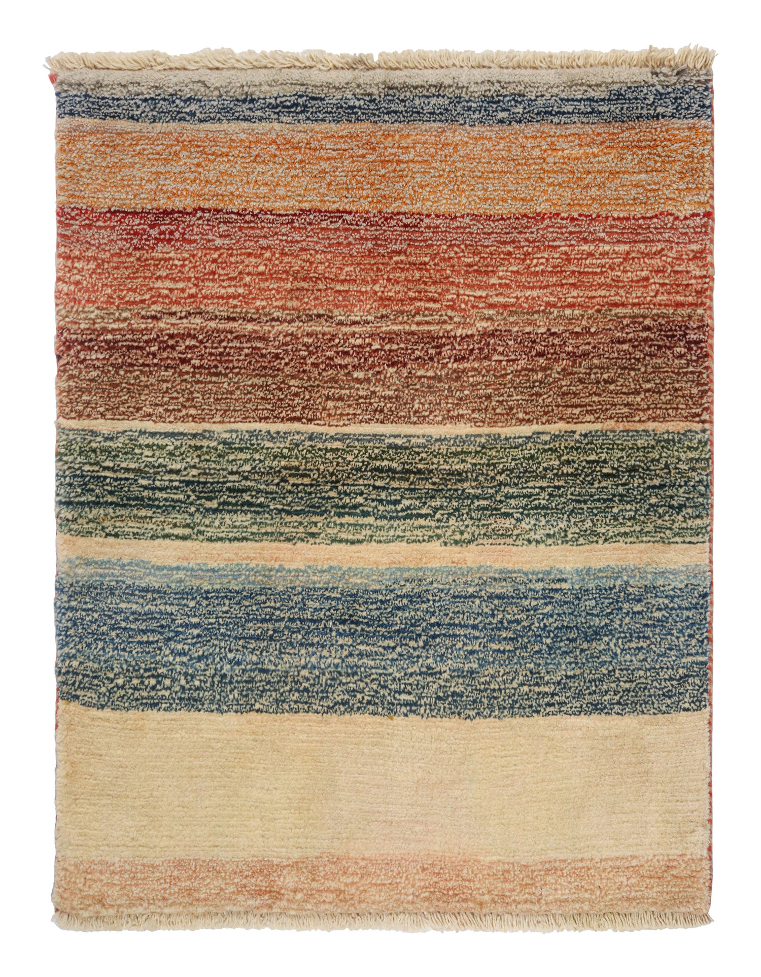 Vintage Gabbeh Tribal Rug in Beige-Brown with Striped Pattern by Rug & Kilim
