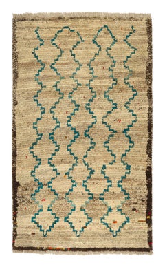 Vintage Gabbeh Tribal Rug in Beige-Brown Geometric Pattern by Rug & Kilim