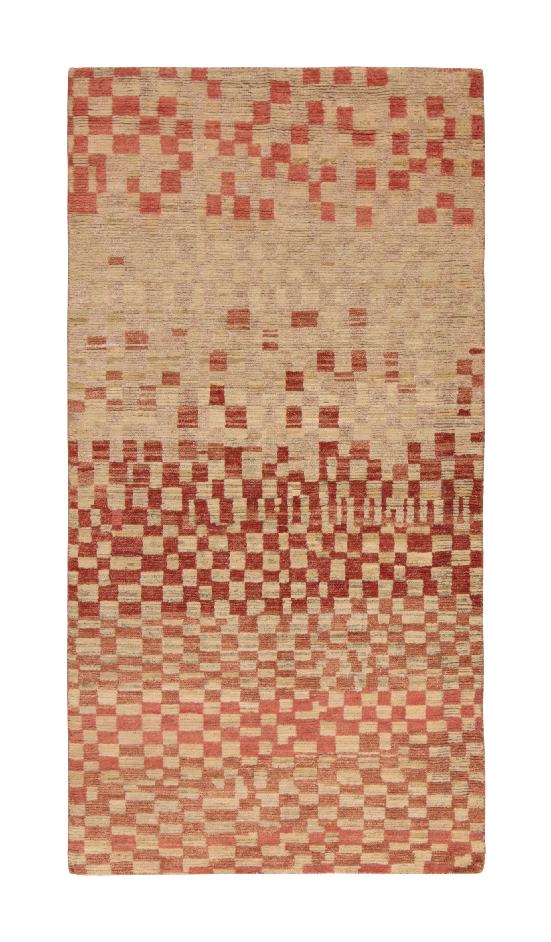 Rug & Kilim’s Moroccan Style Rug in Beige-Brown and Red Geometric Pattern For Sale