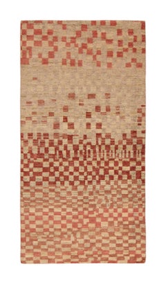 Tapis et tapis de style marocain de Kilim à motif géométrique beige-marron et rouge