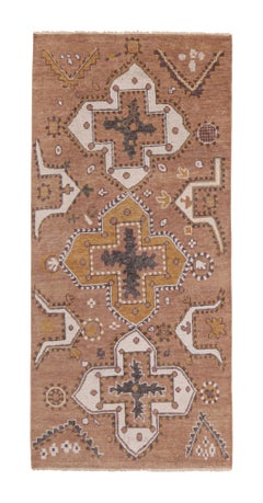 Tapis et tapis de style tribal de Kilim en rouille avec motifs de médaillons dorés et blancs
