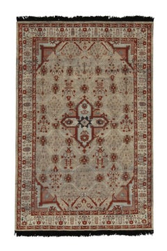 Rug & Kilim’s Tribal Style Rug in Gray, Red and Brown Geometric Patterns