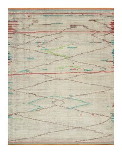 Rug & Kilim’s Moroccan style rug in Beige-Brown, Red and Green Geometric Pattern