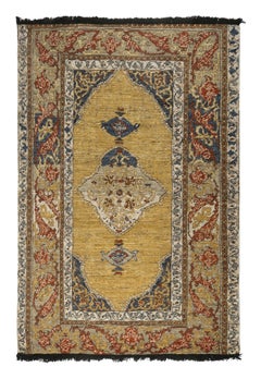Rug & Kilim’s Classic Style Rug in Gold Medallion Style with Red Floral Patterns