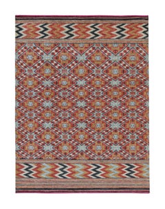 Tapis et tapis de style marocain de Kilim à motifs géométriques orange, bleu et brun