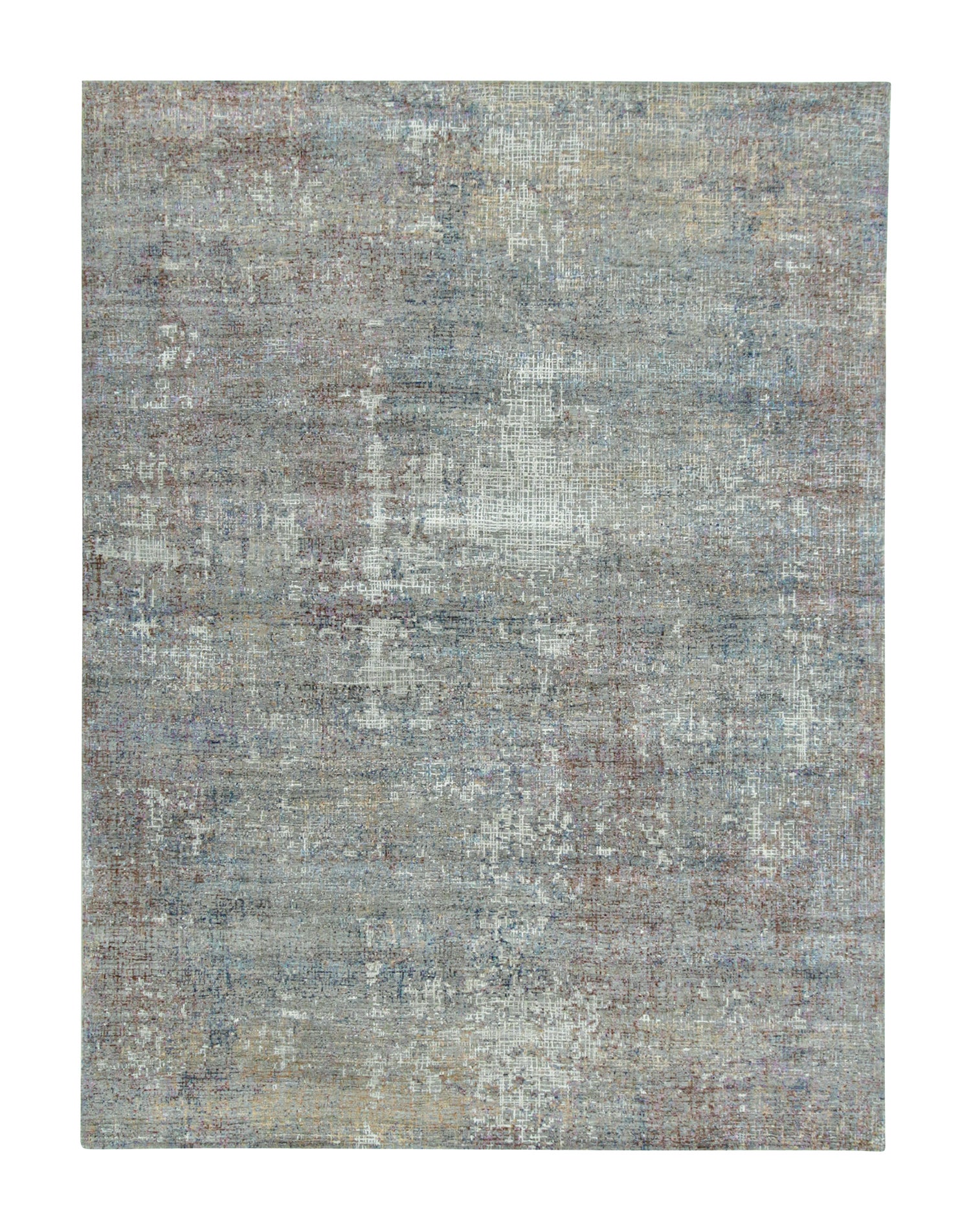 Tapis abstrait Kilim & Kilim en gris avec stretchs géométriques colorés en vente