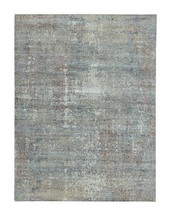 Tapis abstrait Kilim & Kilim en gris avec stretchs géométriques colorés