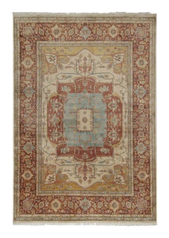 Alfombra de estilo clásico Rug & Kilim de color rojo y dorado con dibujo de medallón azul