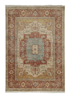 Rug & Kilim’s Classic Style Rug with Red and Gold with Blue Medallion Pattern