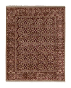 Rug & Kilim's Teppich im europäischen Stil mit kastanienbraunem und goldenem Blumenmuster