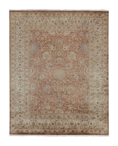 Rug & Kilim’s Persian Tabriz Style Rug in Rust, Brown and Blue Floral Pattern