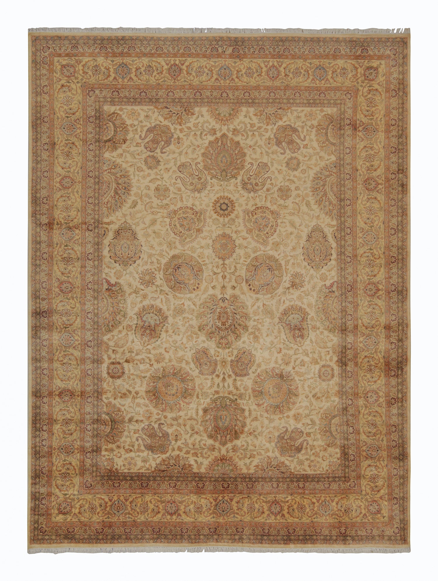 Rug & Kilim’s Persian Style Rug with Gold and Beige-Brown Floral Pattern For Sale