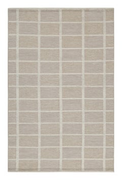 Skandinavischer Kilim-Teppich von Rug & Kilim mit geometrischem Muster in Taupe und Weiß