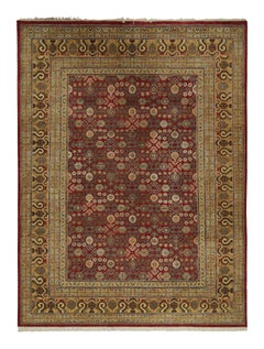 Tapis de style Khotan de Rug & Kilim en marron et or avec des motifs floraux