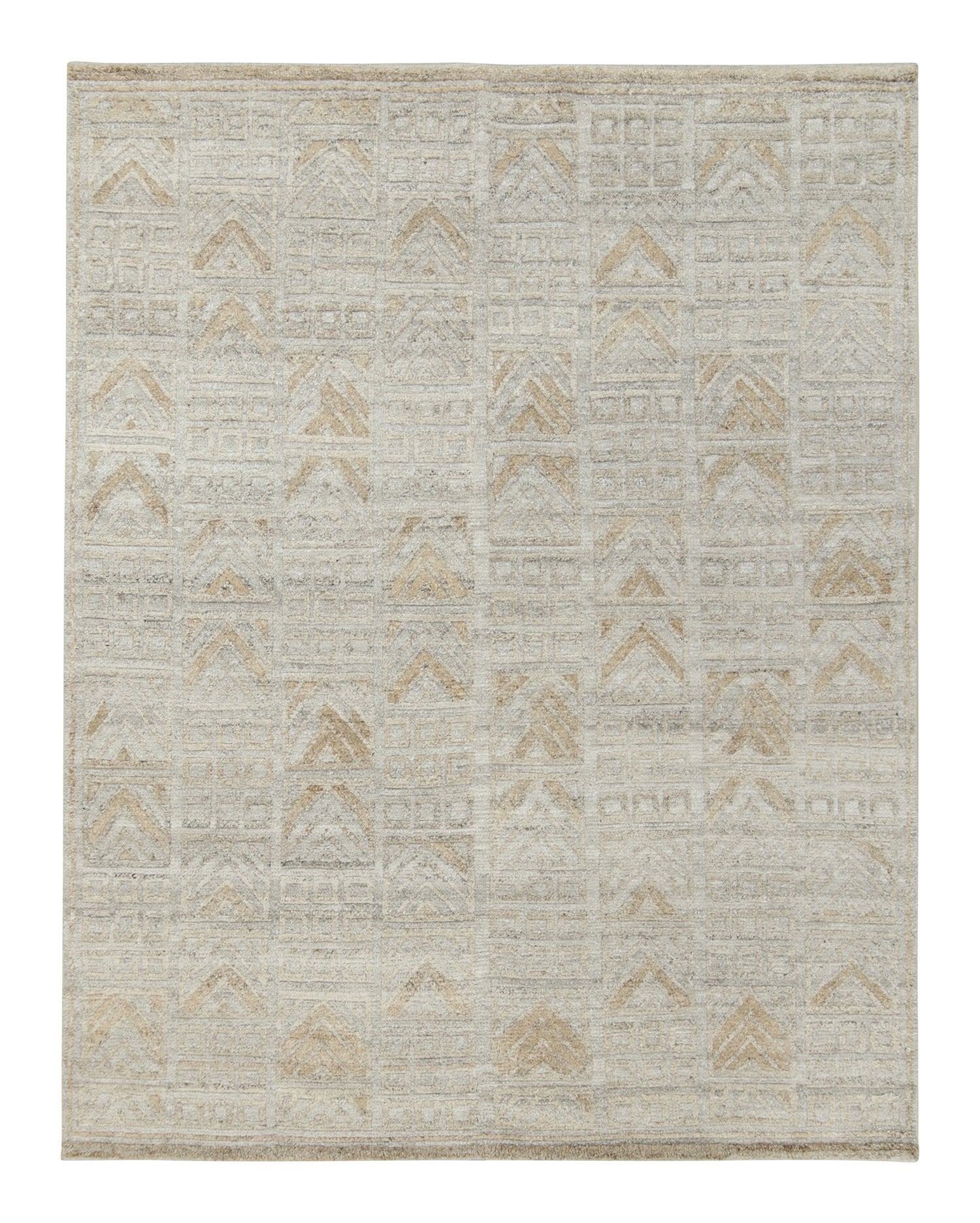Skandinavischer Outdoor-Teppich von Rug & Kilim in Grau und Beige mit geometrischem Muster im Angebot