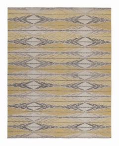 Maßgefertigter Kilim im skandinavischen Stil von Rug & Kilim in Gold und Grau mit geometrischem Muster