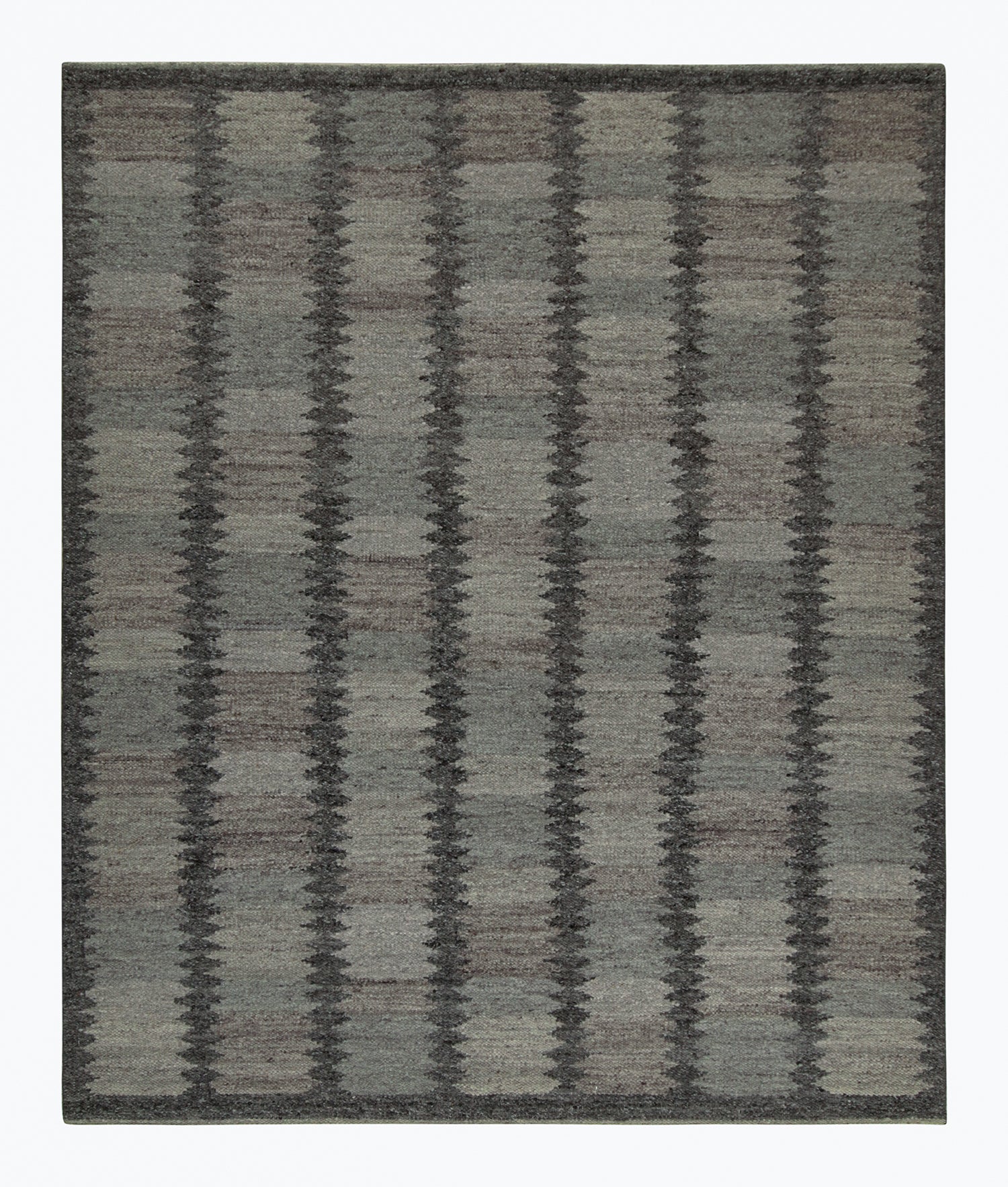 Rug & Kilim’s Scandinavian Style Kilim with Gray and Blue Geometric Patterns For Sale
