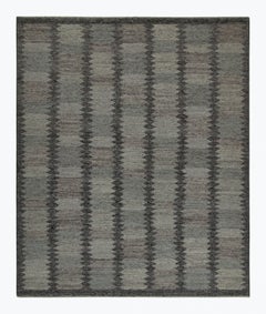 Skandinavischer Kilim von Rug & Kilim mit grauen und blauen geometrischen Mustern