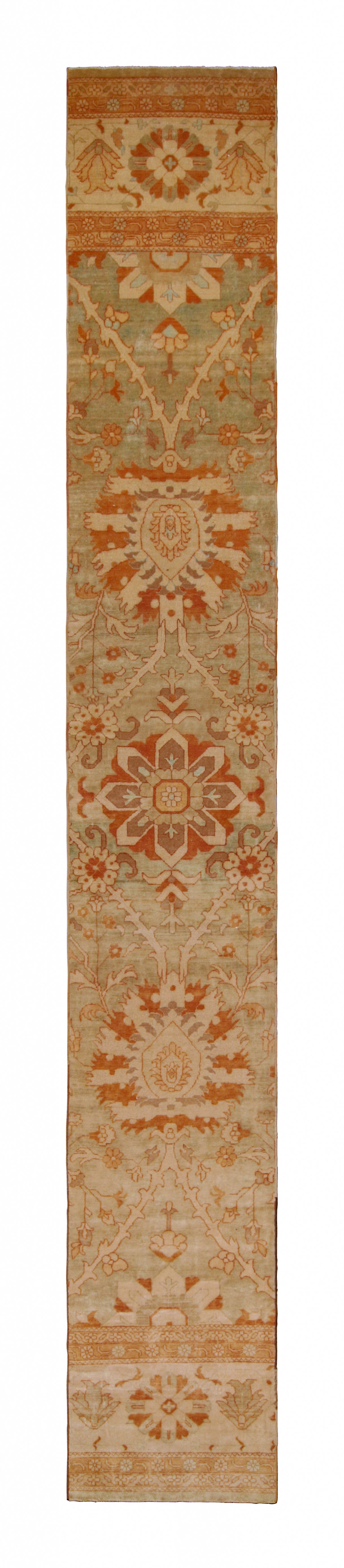 Rug & Kilim’s Persian style Runner in Beige, Blue & Red Floral Pattern For Sale