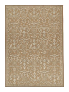 Rug & Kilim’s 18th-Century Aubusson style Flat Weave in Brown with White Pattern