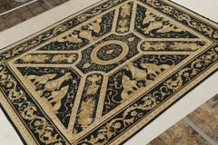Rug & Kilim’s European Tudor style Flat Weave in Black with Gold Pictorial
