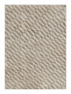 Vintage Zeki Müren rug in Beige and Brown Geometric Pattern, by Rug & Kilim