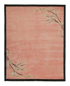 Rug & Kilim's Chinese Art Deco Style Rug in Pink with Floral Patterns 