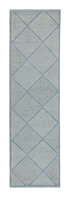 Rug & Kilim’s Scandinavian Style Kilim in Blue with Silver Diamond Patterns
