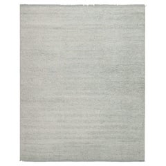 Tapis moderne de Rug 
Kilim en Striae solide argenté-gris ton sur ton