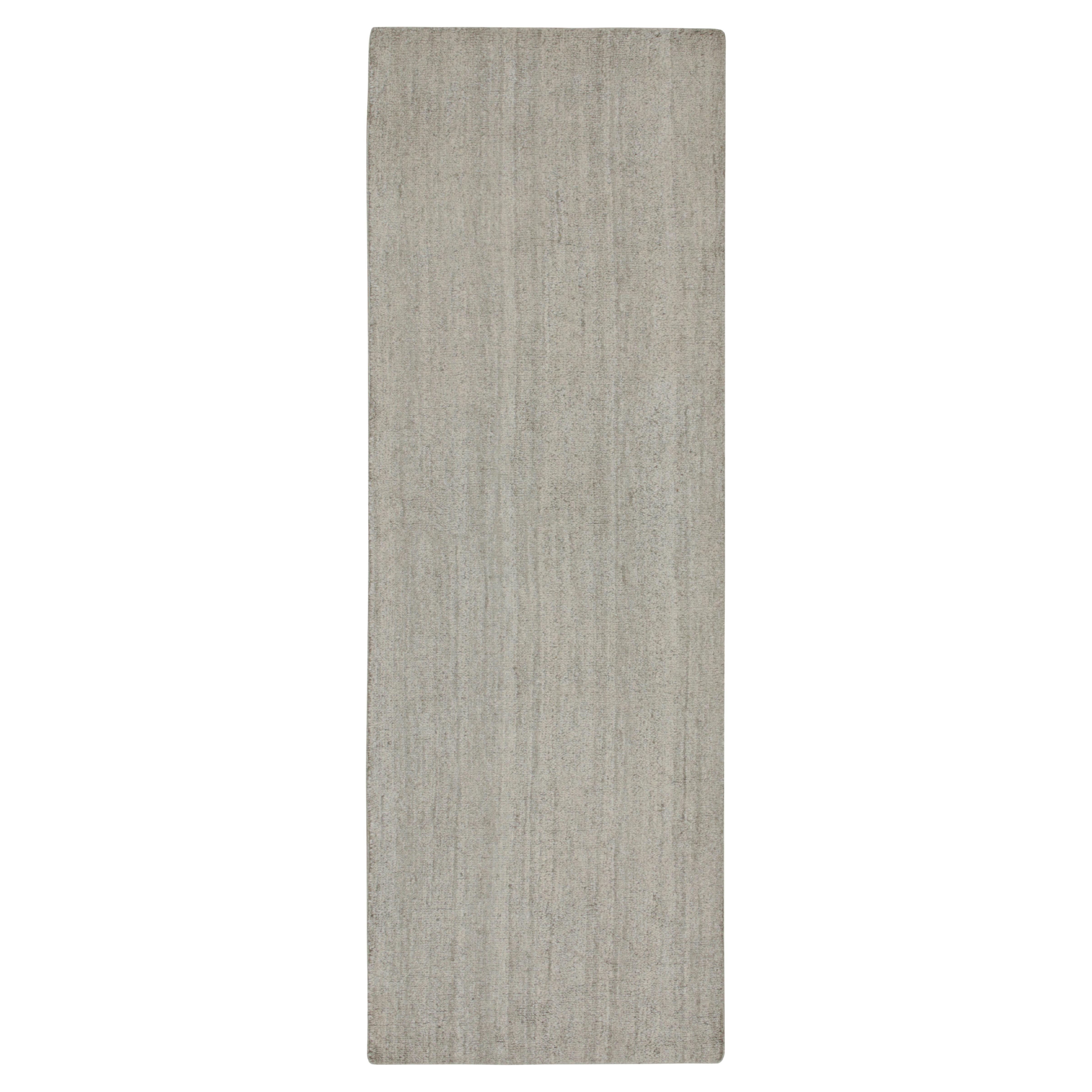 Rug & Kilim’s Contemporary Runner and Textural Rug in Solid Gray Striae For Sale