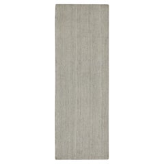 Rug & Kilim’s Contemporary Runner and Textural Rug in Solid Gray Striae