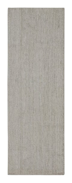 Rug & Kilim’s Contemporary Runner and Textural Rug in Solid Gray Striae