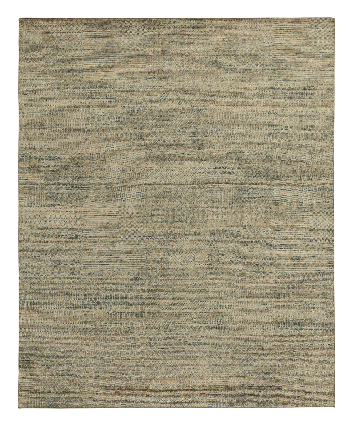 Rug & Kilim’s Modern Rug in a Blue and Beige-Brown Striae, Geometric Patterns