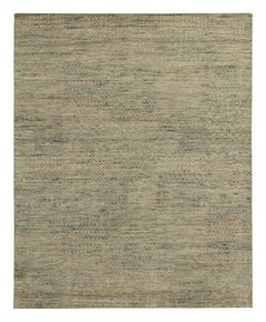 Rug & Kilim’s Modern Rug in a Blue and Beige-Brown Striae, Geometric Patterns