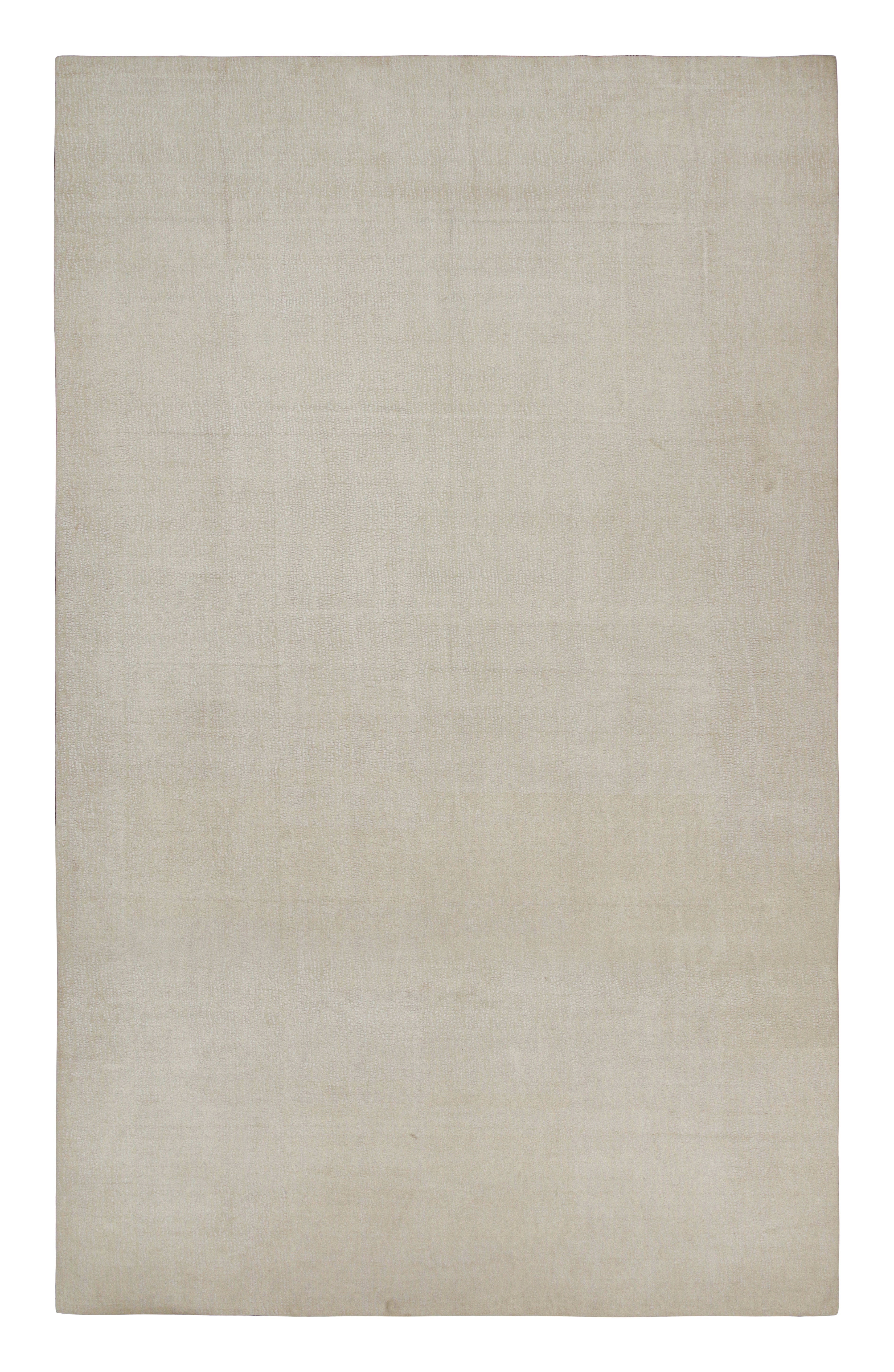 Indian Rug & Kilim’s Modern High-and-Low Textural Rug Design in Off White For Sale